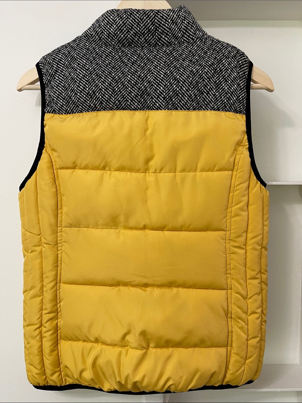 Ruff Hewn Yellow Quilted Puffer Vest Tweed Toggle Accents Size M - Picture 5 of 16